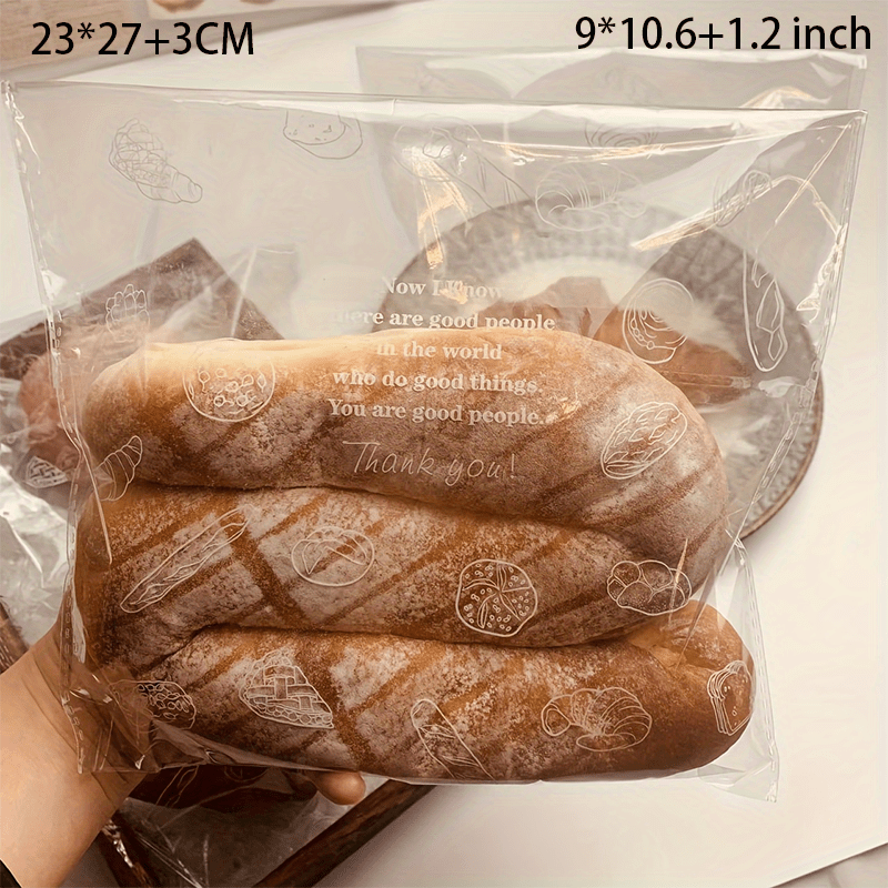 35x27cm Sacs cadeaux transparents 100 ensembles Sac de boulangerie  transparent Pochette à pain en plastique Sachet de pain Sachet de biscuit  transparent