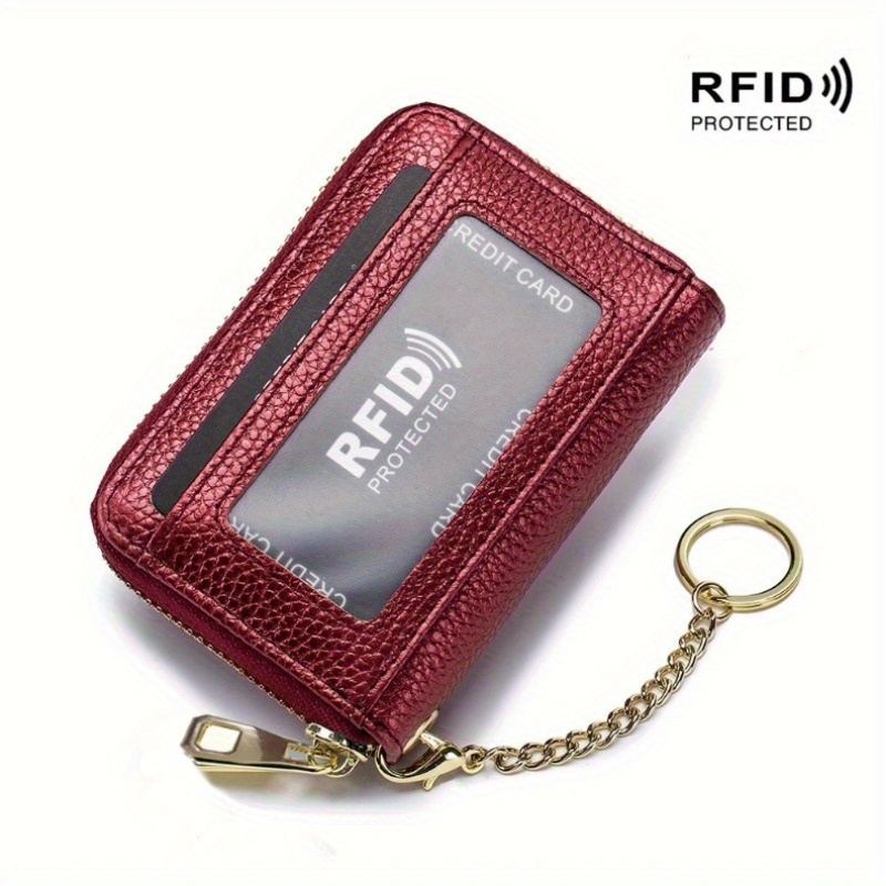 Men Rfid Protected Blocking Faux Leather Wallet Credit Card Id Holder Zip  Purse