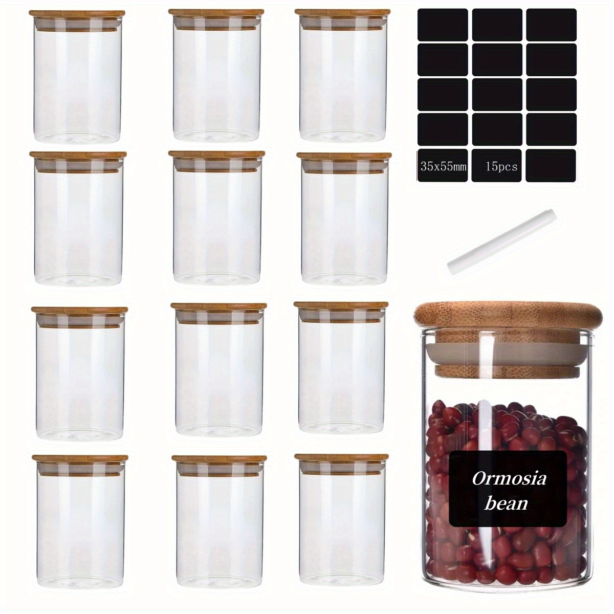 Sealed Glass Jars Kitchen Grain Storage Jar With Bamboo Lid - Temu