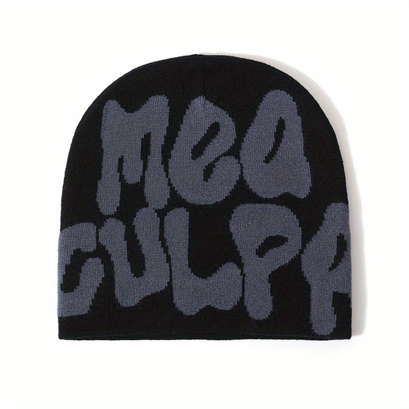 MEA CULPA Unisex Hip Hop Beanie Cap Men's Y2K Street Knit Hat Women's  Fashion Trendy Warm Hat