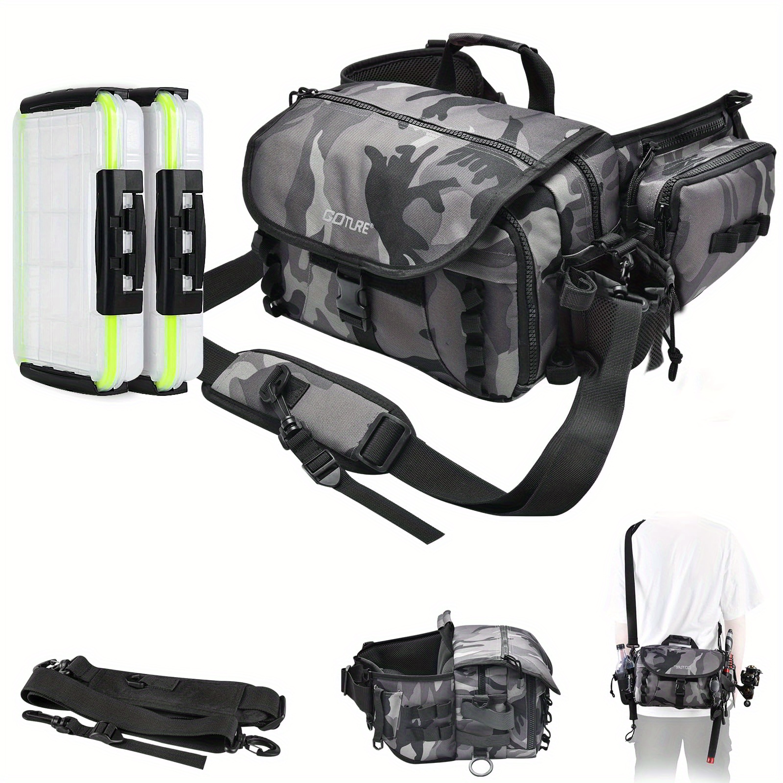 Fishing Tackle Bag with Rod Holder Tackle Box Large Storage Backpack  Fishing Gear Sling Pack Outdoor Shoulder Fishing Bag for Saltwater and  Freshwater : : Sports & Outdoors