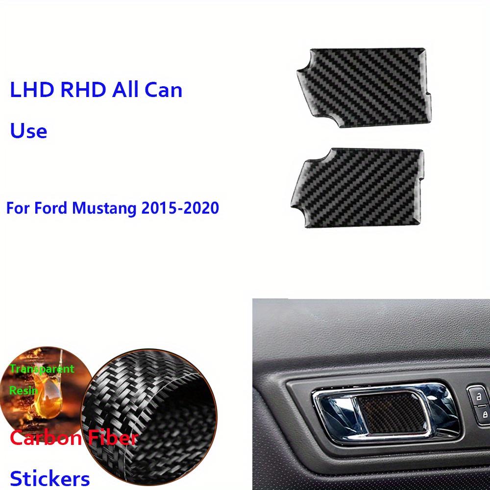 2pcs Real Carbon Fiber Car Door Insides Handle Panel Trim Covers
