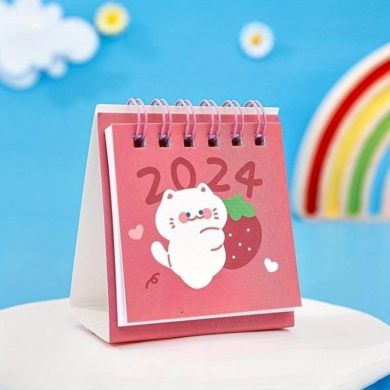 2024 Cartoon Mini Small Desk Calendar Student Desktop Punch - Temu