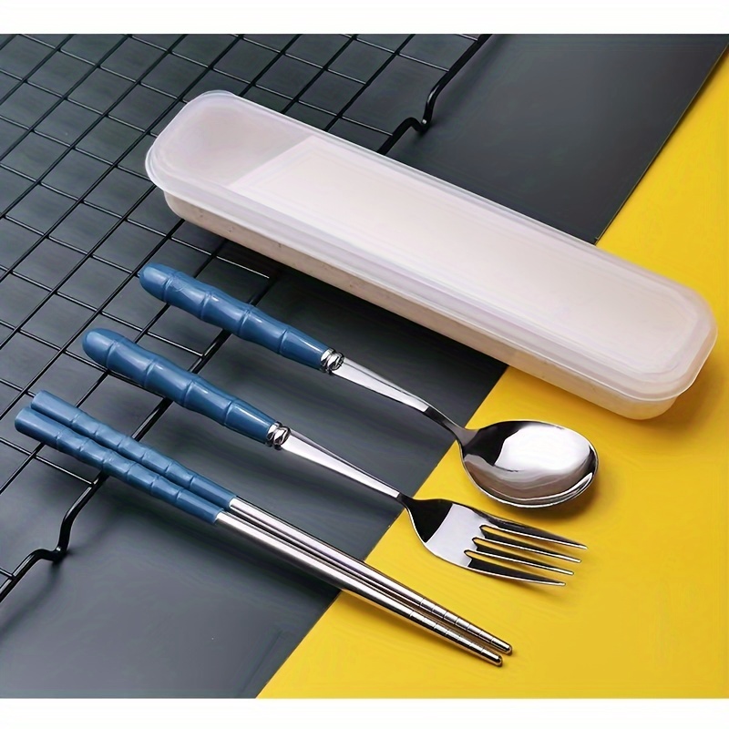 7Pcs Portable Lunch Tableware Cutlery Set Stainless Steel Spoon