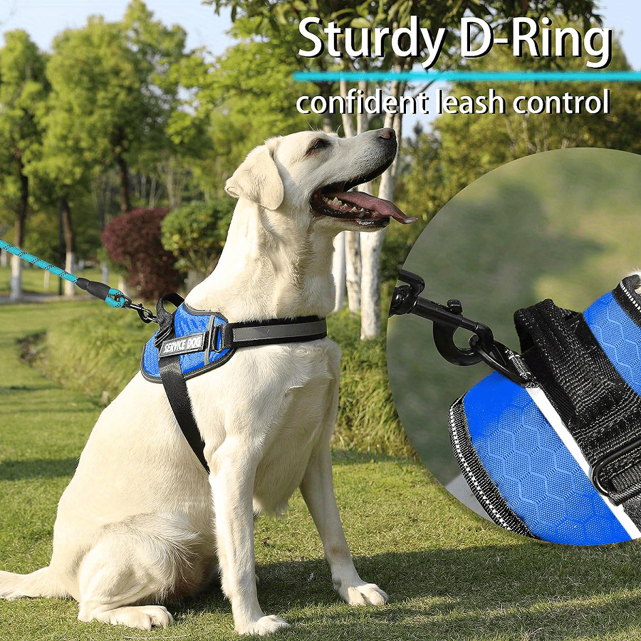 Bcadem Service Dog Vest, 9 Dog Patches No Pull Dog Harness and Leash Set  with Handle