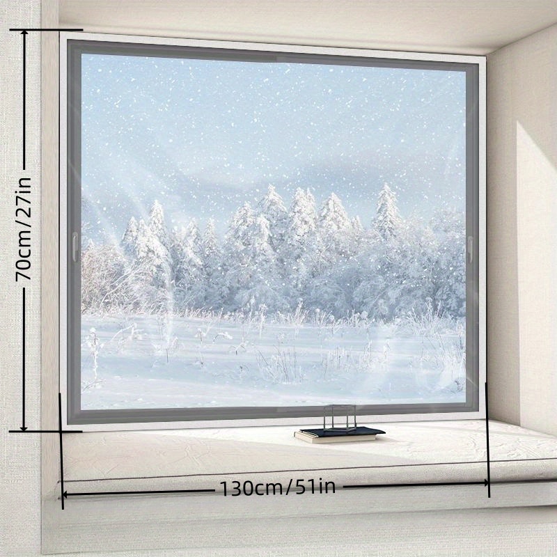 Thermo Cover Fenster Isolierfolie,Transparente Thermofolie Fenster Winter  Winddichte Kälteschutz Wärmefolie mit Klettverschluss,Einfach zu