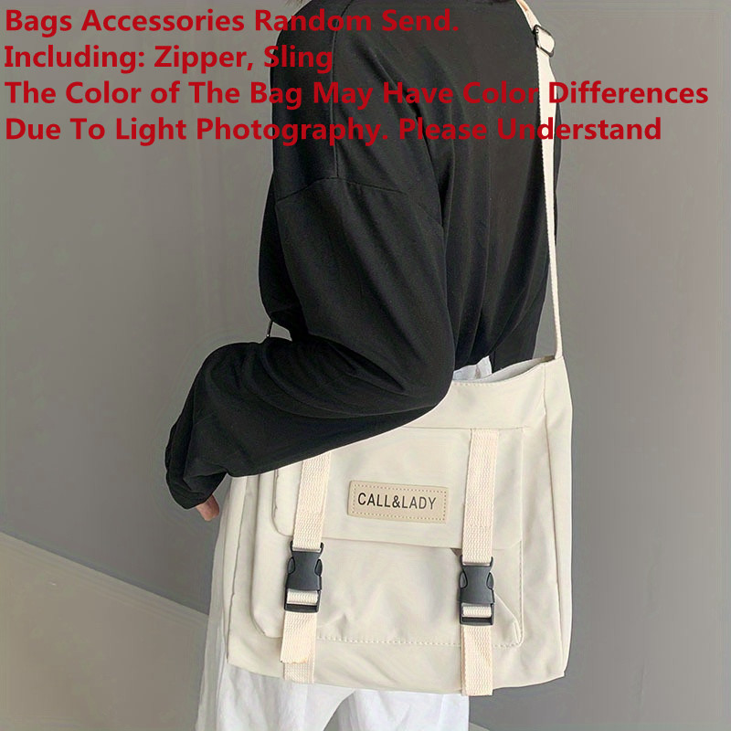 Kawaii Nylon Crossbody Bag, Clear Pocket Front Shoulder Bag, Student Flap Messenger  Bag - Temu