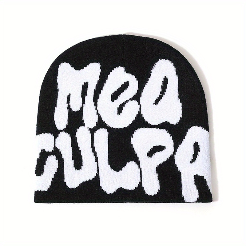 Men Women Mea Culpa Beanie Hat Knit Cap Street Hip-hop Letter Hat Gift  4-season