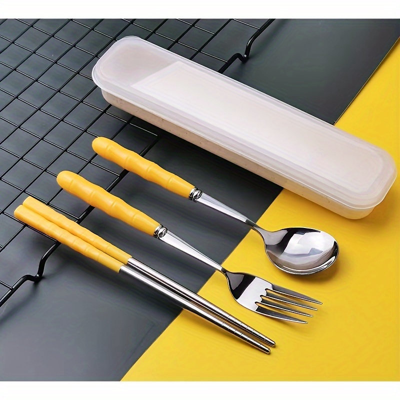 Portable Cutlery Set, Reusable Travel Utensils, Stainless Steel Flatware  Set, Camping Silverware With Case, Tableware, Chopsticks, Spoon, Fork, For  Lunch Box Workplace Camping School Picnic - Temu