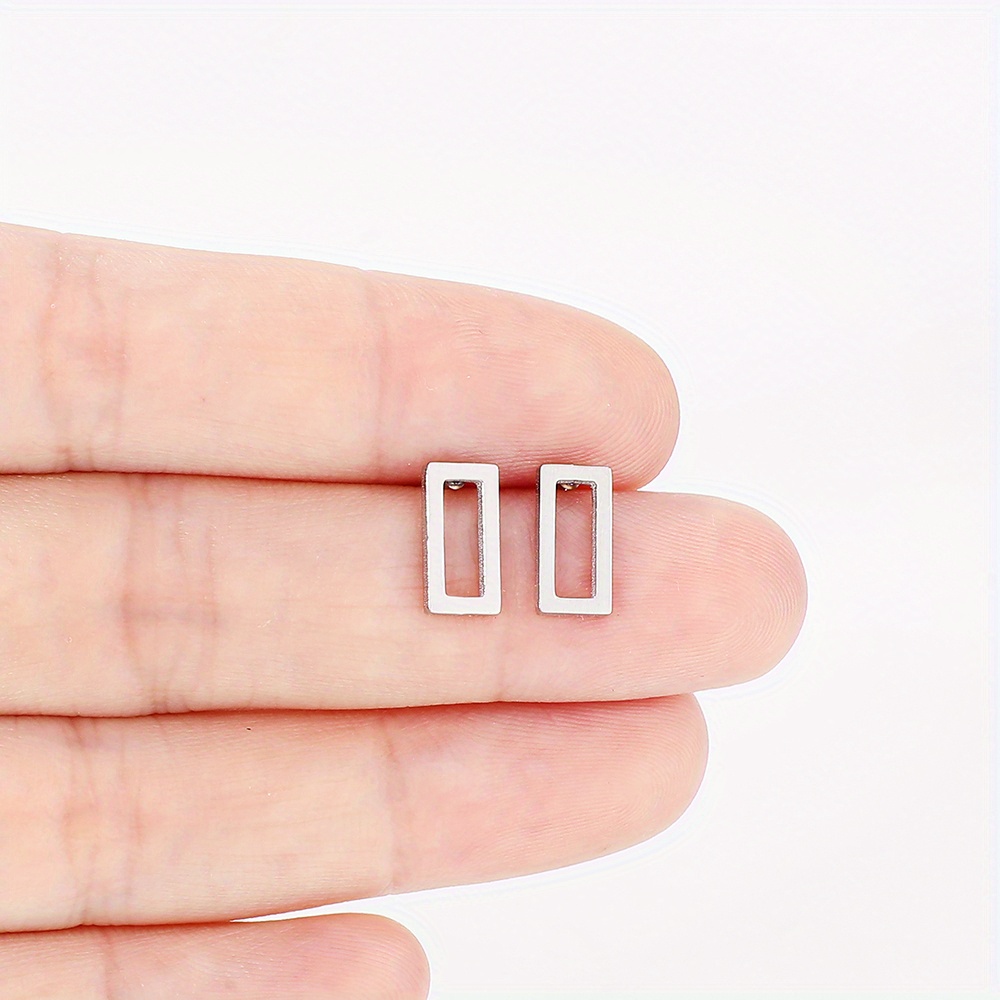 Fashion Stainless Steel Rectangular Stud Earrings, Simple And Unique Earrings, European And American Cross-border Accessories