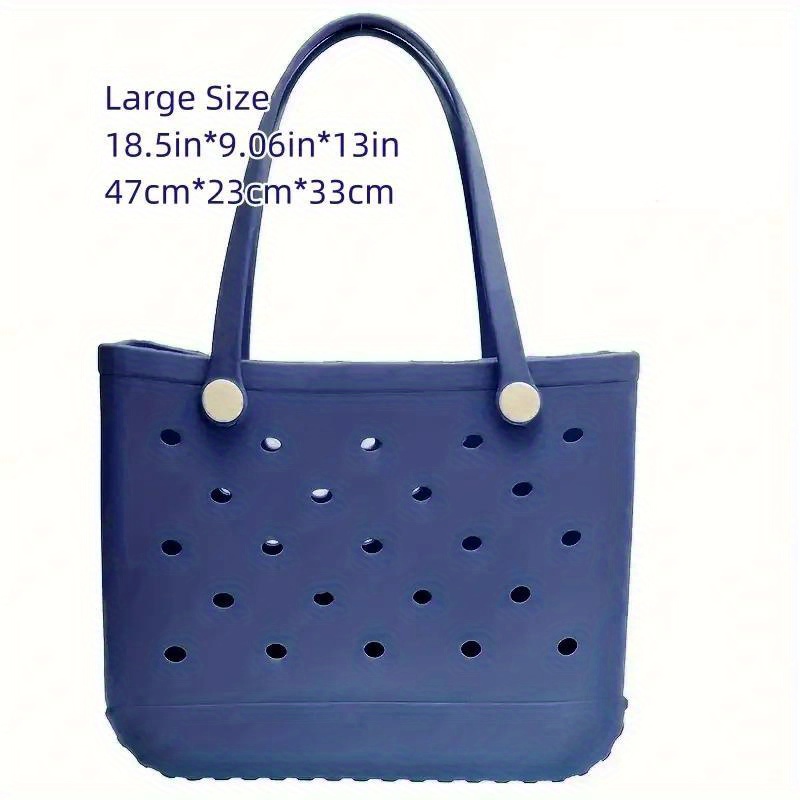 Solid Color Waterproof Beach Bag Portable Handbag For - Temu