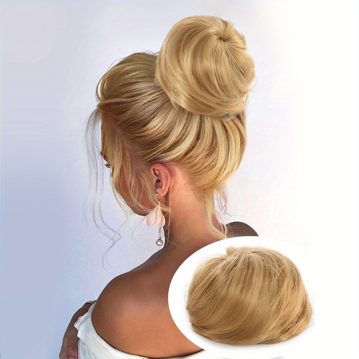 SARLA Extensões de coque de cabelo loiro cinza sintético cordão para coque  de balé peças de cabelo para mulheres meninas senhoras falso donut chignon