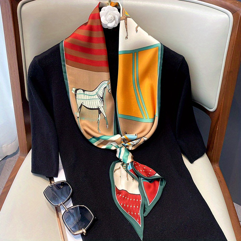 Vintage Classic Fashion Style Women Square 70*70cm Silk Chiffon Decorative  Gift Twill Houndstooth Chain Print Soft Lady Scarf - China Scarf and Lady  Scarf price