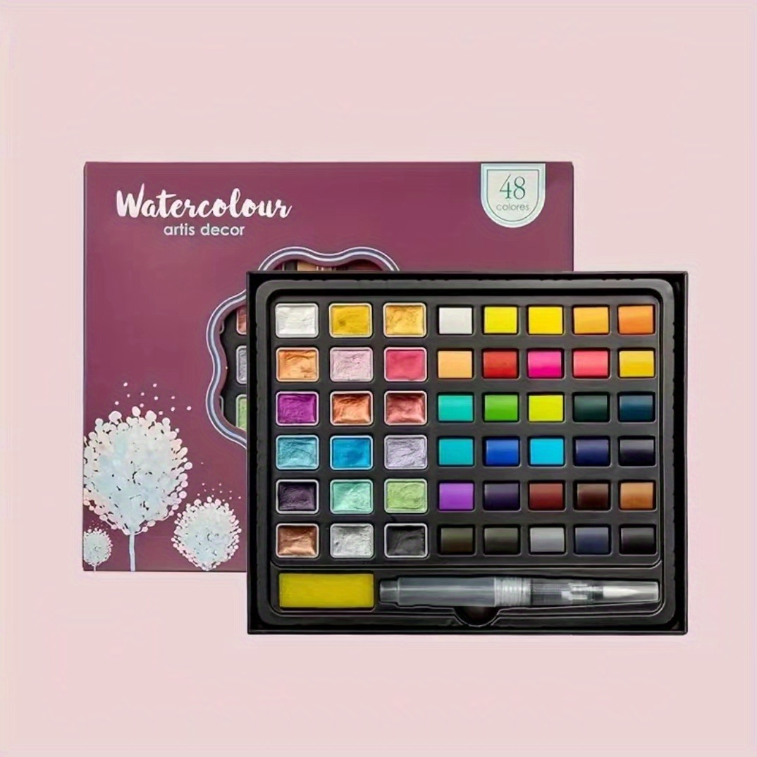 48 Colors Solid Pearlescent Watercolor Pigment - Temu