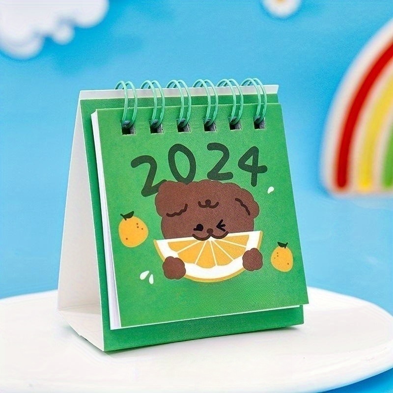 2024 Cartoon Mini Small Desk Calendar Student Desktop Punch - Temu