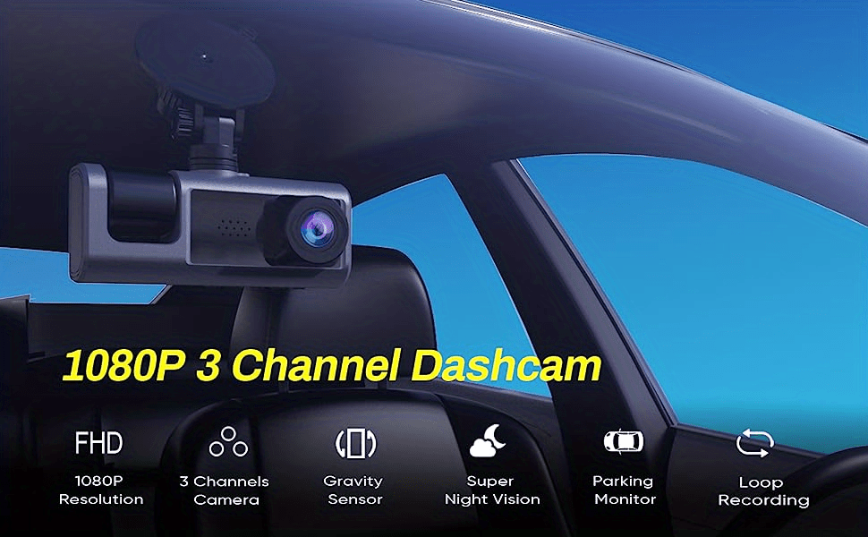 3 kanal dashcam Vorne Hinten Innen 1080p Auto dvr kamera - Temu Austria