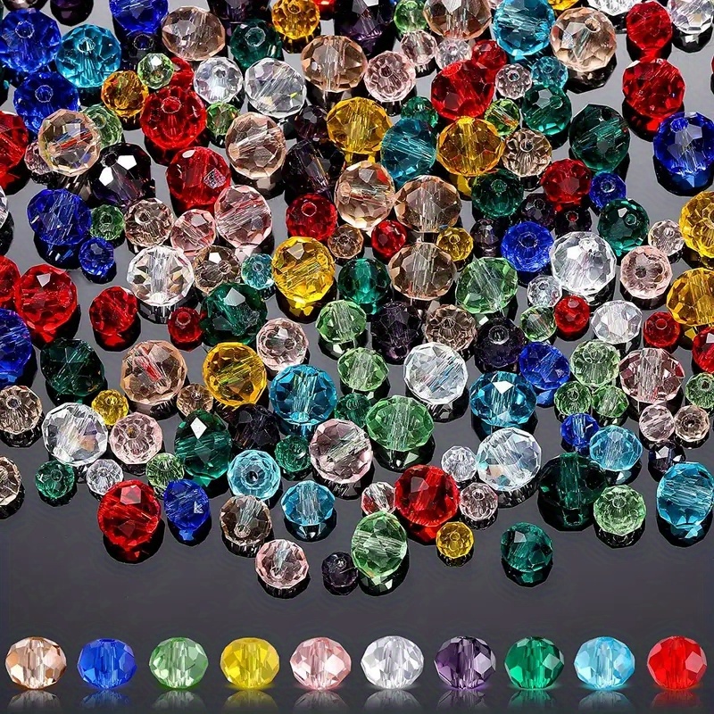 TEMU 100 Piezas, 4 Mm/6 Mm/8 Mm/10 Mm Cuentas De Cristal De Imitación De Colores Mezclados, Cuentas Espaciadoras Sueltas Redondas Facetadas, Para