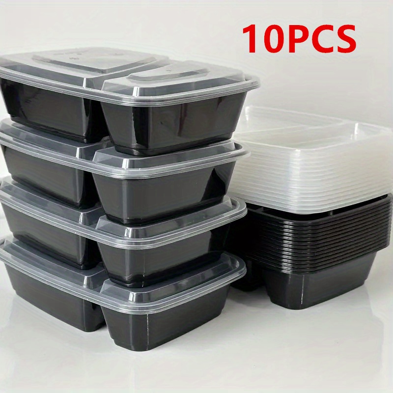 32oz Three Grid Lunch Box 20Pcs Disposable Lunch Box Microwave Heating  Tableware Stackable Plastic Food Storage Container