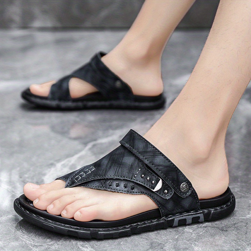 Mens Pu Leather Flip Flops With Arch Support Summer Soft Sole Comfortable  Non Slip Thong Sandals For Indoor Outdoor Beach Spring And Summer, Shop  Now For Limited-time Deals