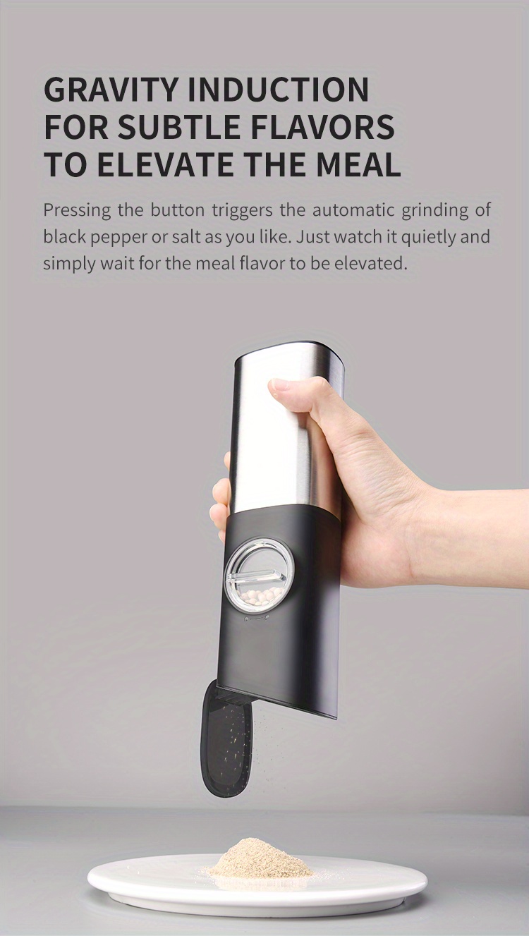  Electric Salt and Pepper Grinder Mill Rechargeable: - USB  Automatic Gravity Peppermills Set, Adjustable Grind Coarseness Refillable  Auto Peppercorn Shaker, Rechargable Battery Operated: Home & Kitchen