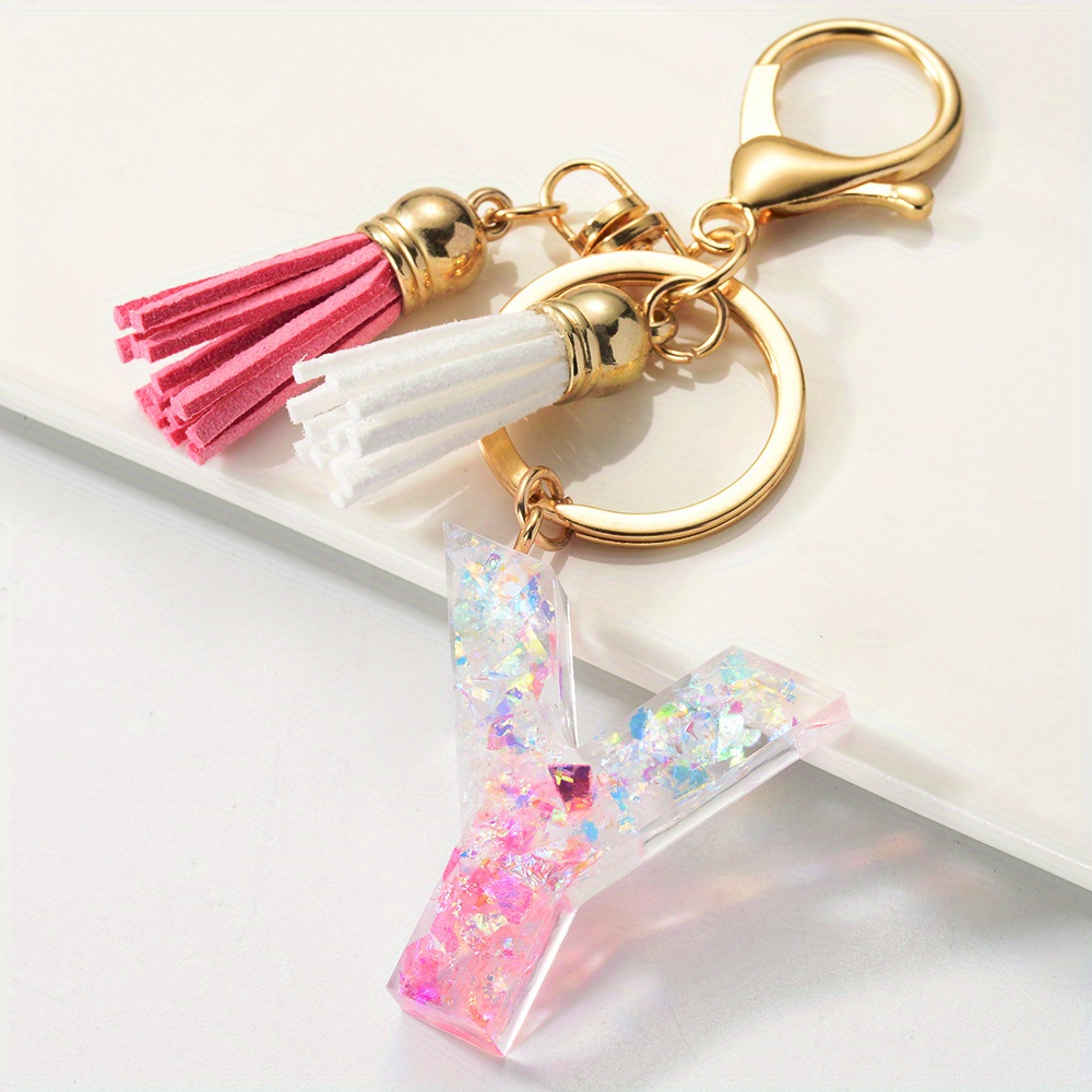 Initial Letter Keychain Pendant Resin Letter Keychain Purse - Temu