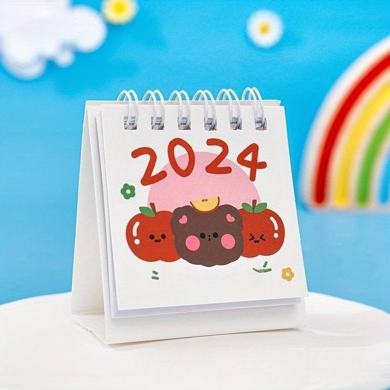 2024 Cartoon Mini Small Desk Calendar Student Desktop Punch - Temu