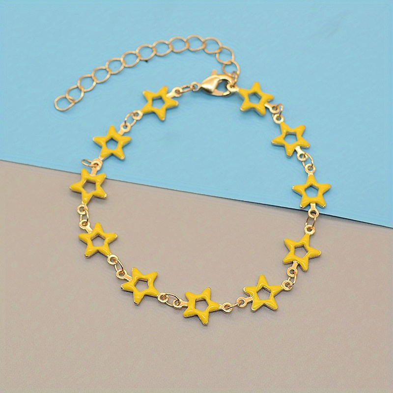 Colorful Five-pointed Star Decor Bracelet, Cute Chain Jewelry For