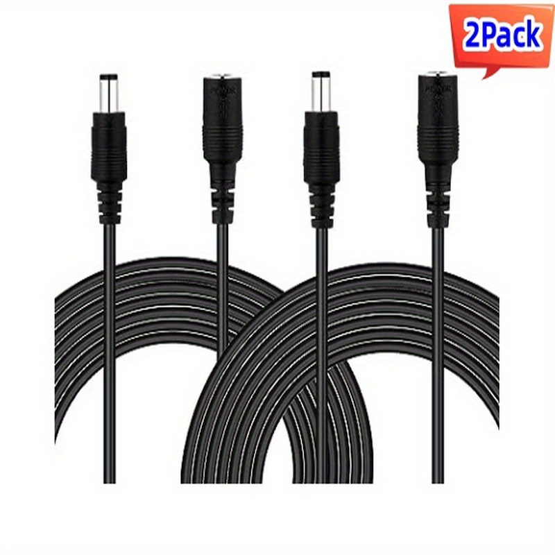 22 AWG 12V DC Power Cable Male to Male Plug 2.1 x 5.5mm 2 ft.
