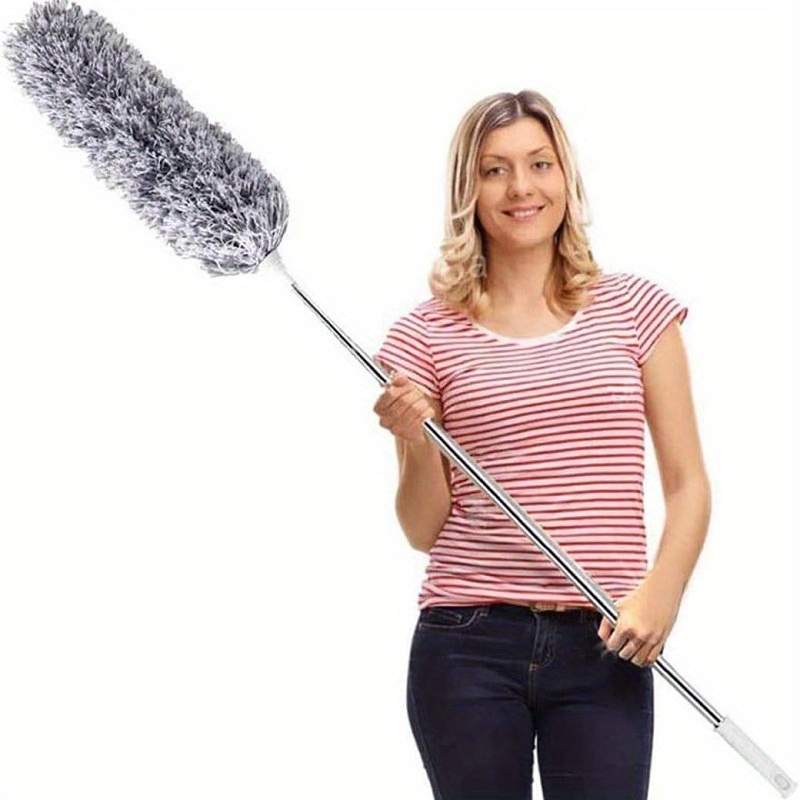 Dusters for Cleaning,6 PCS Feather Duster Microfiber Duster with 100''  Stainless Steel Extension Pole, Bendable & Washable Telescopic Cobweb  Duster