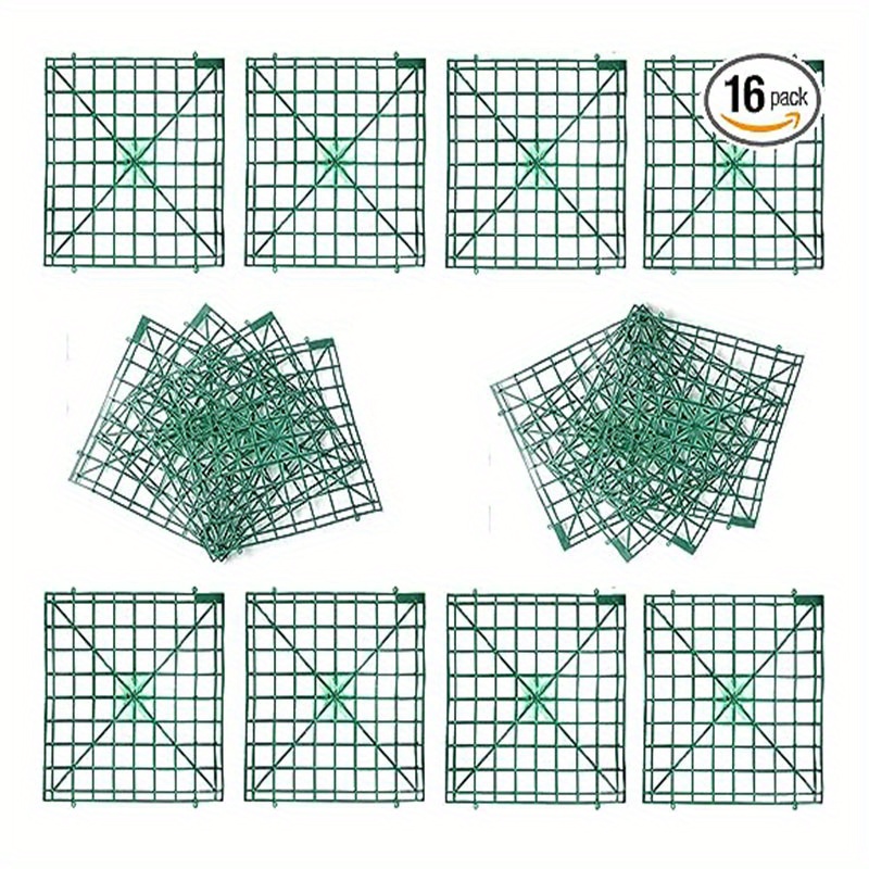 Artificial Floral Mesh Panel, Floral Wall Frame, Floral Wall Arch Background, Plastic Fence Frame, Floral Mesh, Artificial Floral , 16pcs, 25cm /9.84 Inches