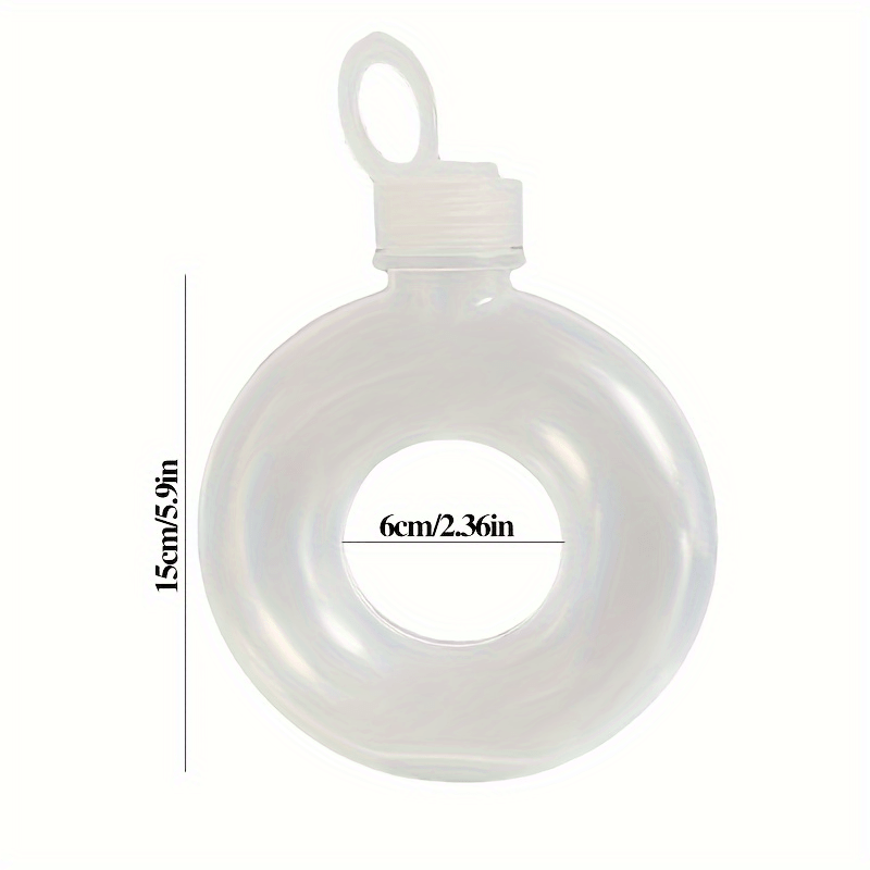 Donut Shaped Water Bottle Handmade Heat Resistant PP Plastic BPA Free Hands  Free Water Bottle Plain Clear Screw Lid 