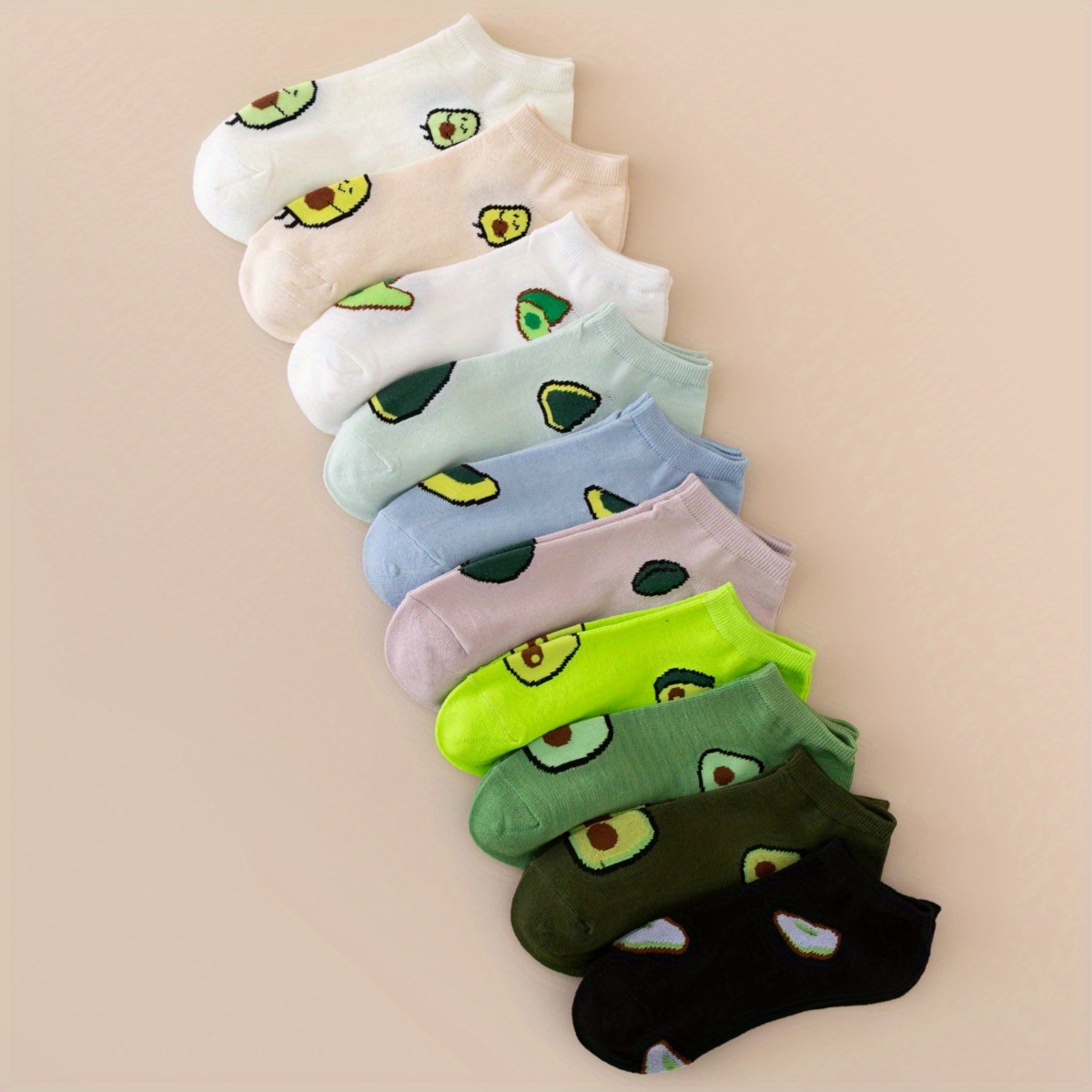10 Pairs Of Women's Avocado Short Socks