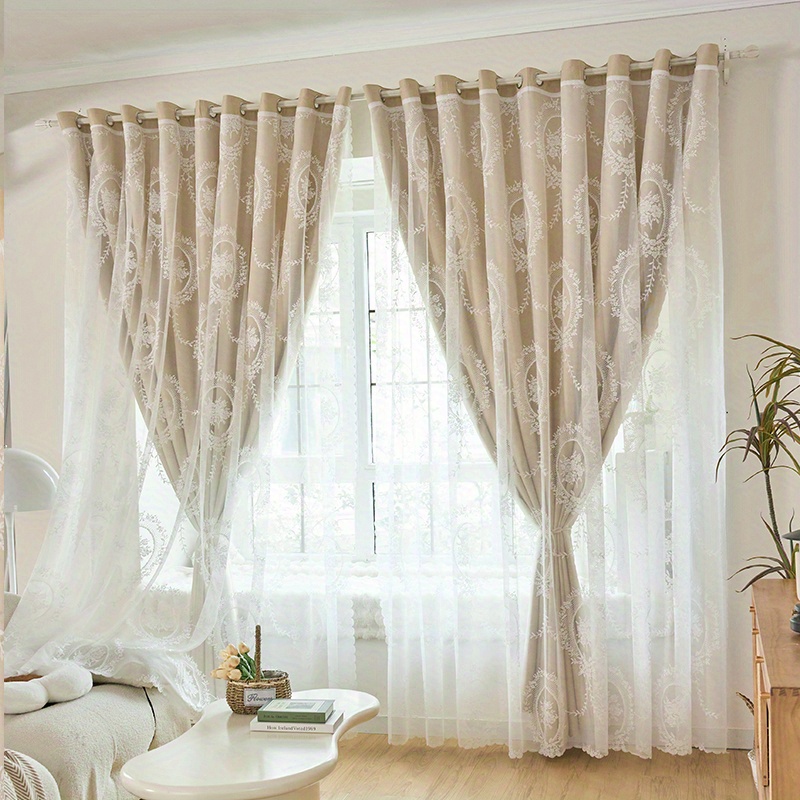 Fancy Lace Curtains Double Blackout Curtains Bedroom - Temu