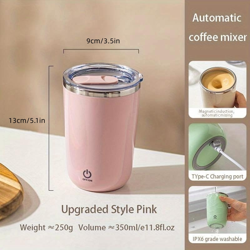 Electric Magnetic Stirring Coffee Mug, Electric Mixing Mug, Automatic Funny Self  Mixing Cup, Stainless Steel Travel Cup for Chocolate, Milk, Tea, Office,  Home, Kitchen, 12 oz/350ml, White 