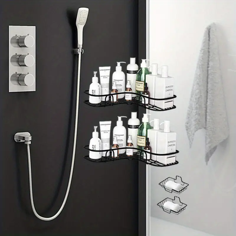 Wall Mounted Bathroom Storage Rack, Punch-free Bathroom Hanging