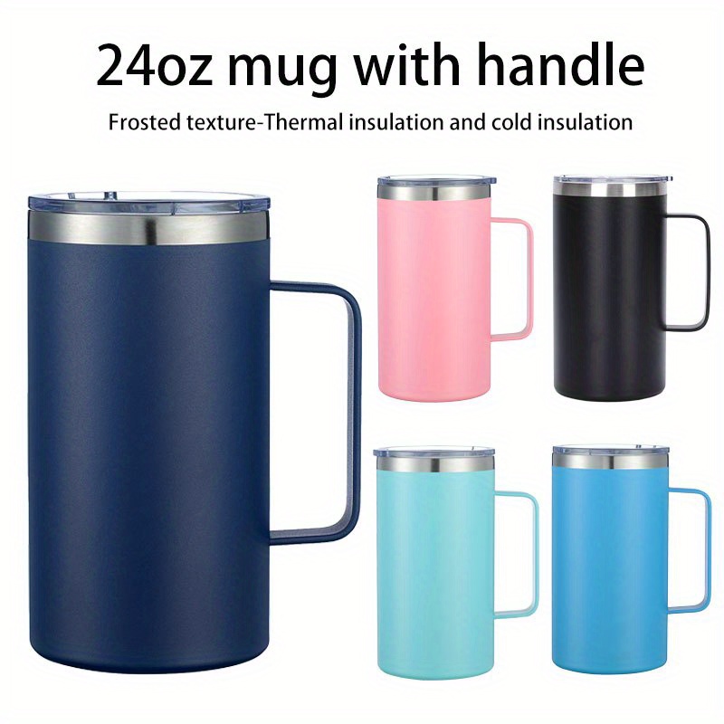 Insulated Mug with Handle and Lid - Stainless Steel Vacuum Coffee  Cup, Set of 2, 20 oz - Large Double Wall Coffee or Tea Cup, Thermal Camping  Mug Keeps Drinks
