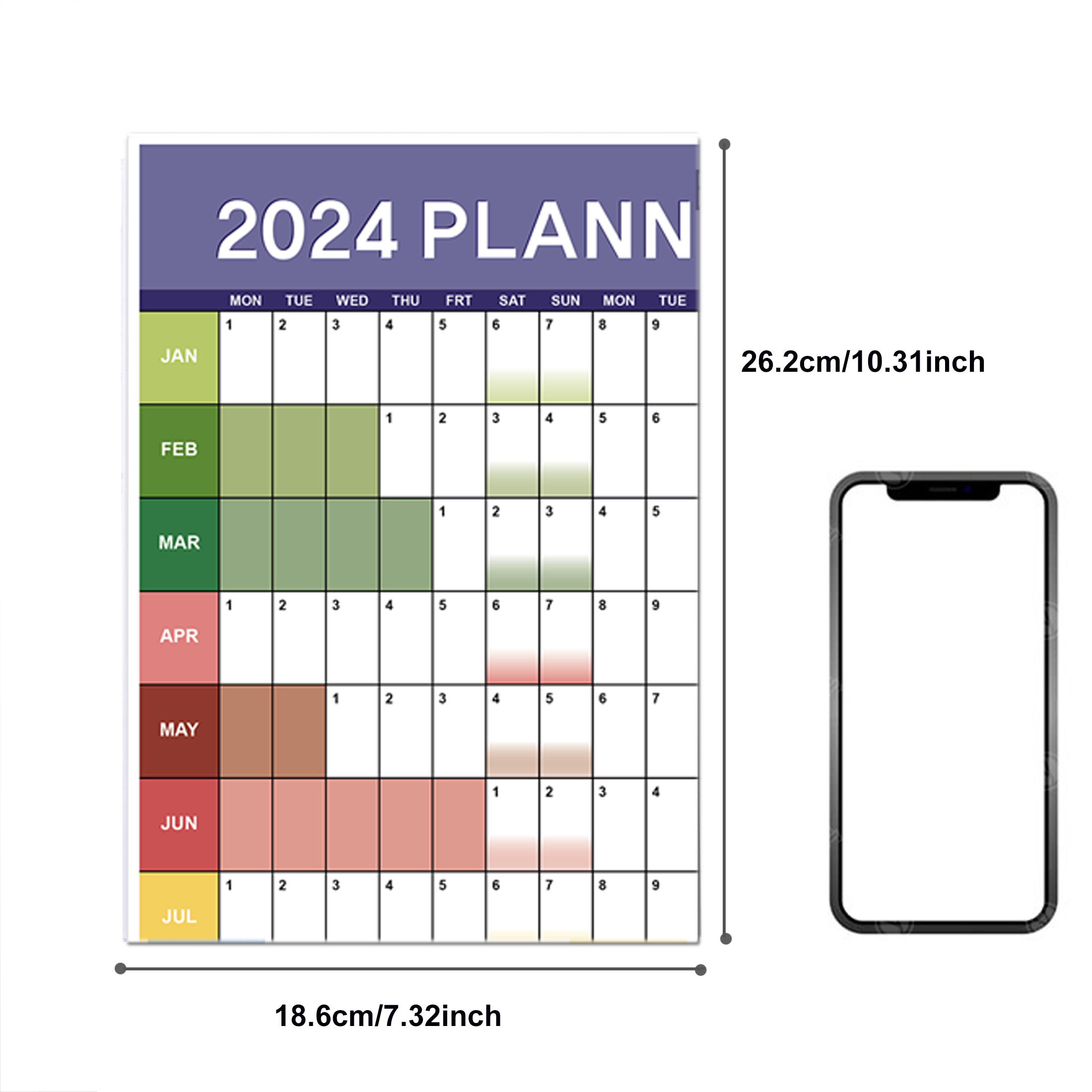 2024 Wall Planner Calendar Full Year View Runs January Temu United