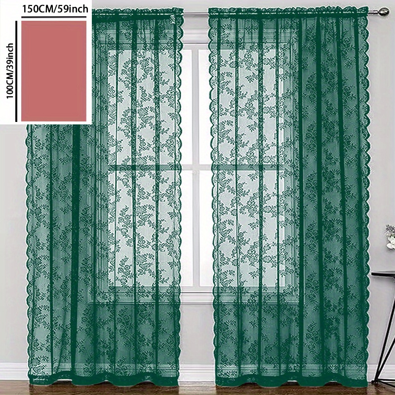 TEMU 1 Panel Green Sheer Curtain Rod Pocket Window Treatment Suitable For Living Room, Bedroom, Kitchen, Bathroom, Home Decor, Room Decor
