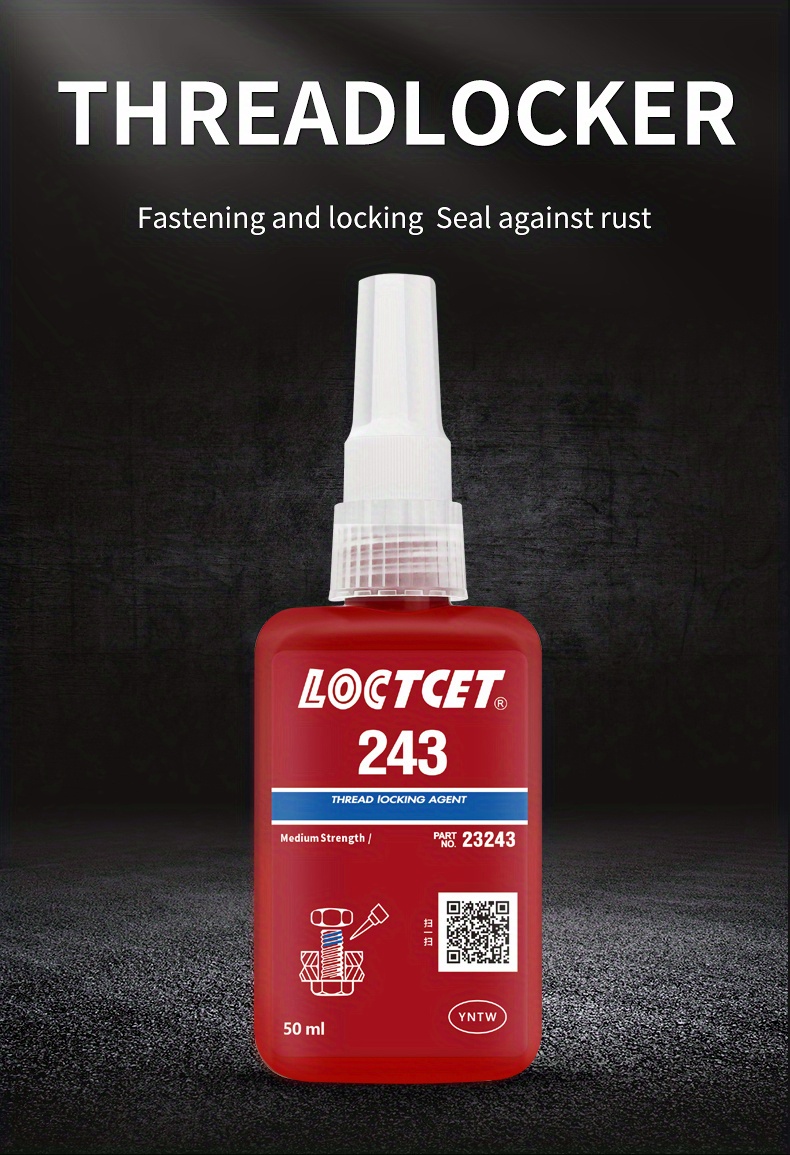  Thread Lock 1.69 Fl oz/50 ml Medium Strength 243, Lock Tight &  Seal Nuts, Bolts, Fasteners and Metals, Blue Threadlocker Against Losening  and Leakage (50ml) : Automotive