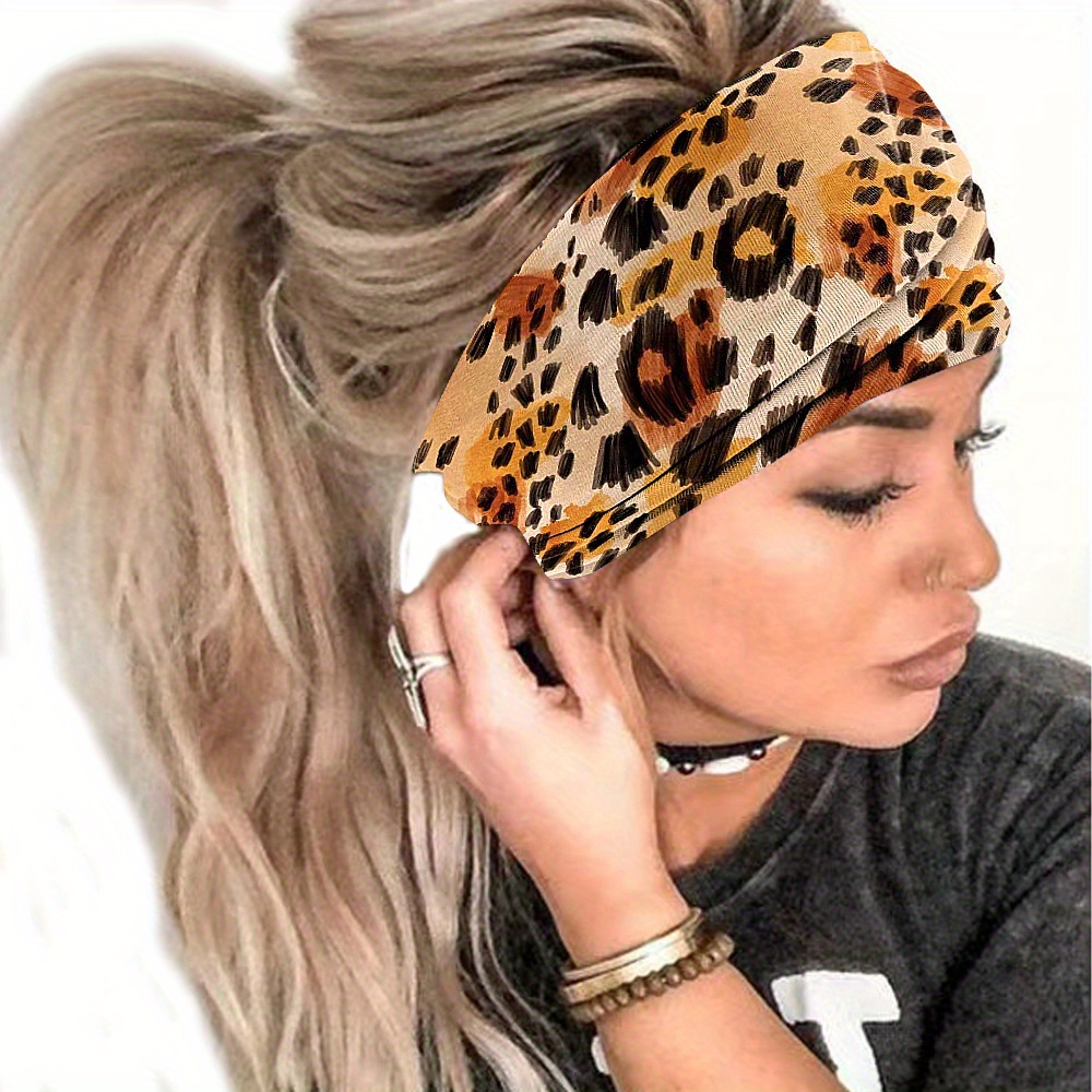 Boho Headbands Wide Knot Hair Leopard Printed Hair Band - Temu United  Kingdom