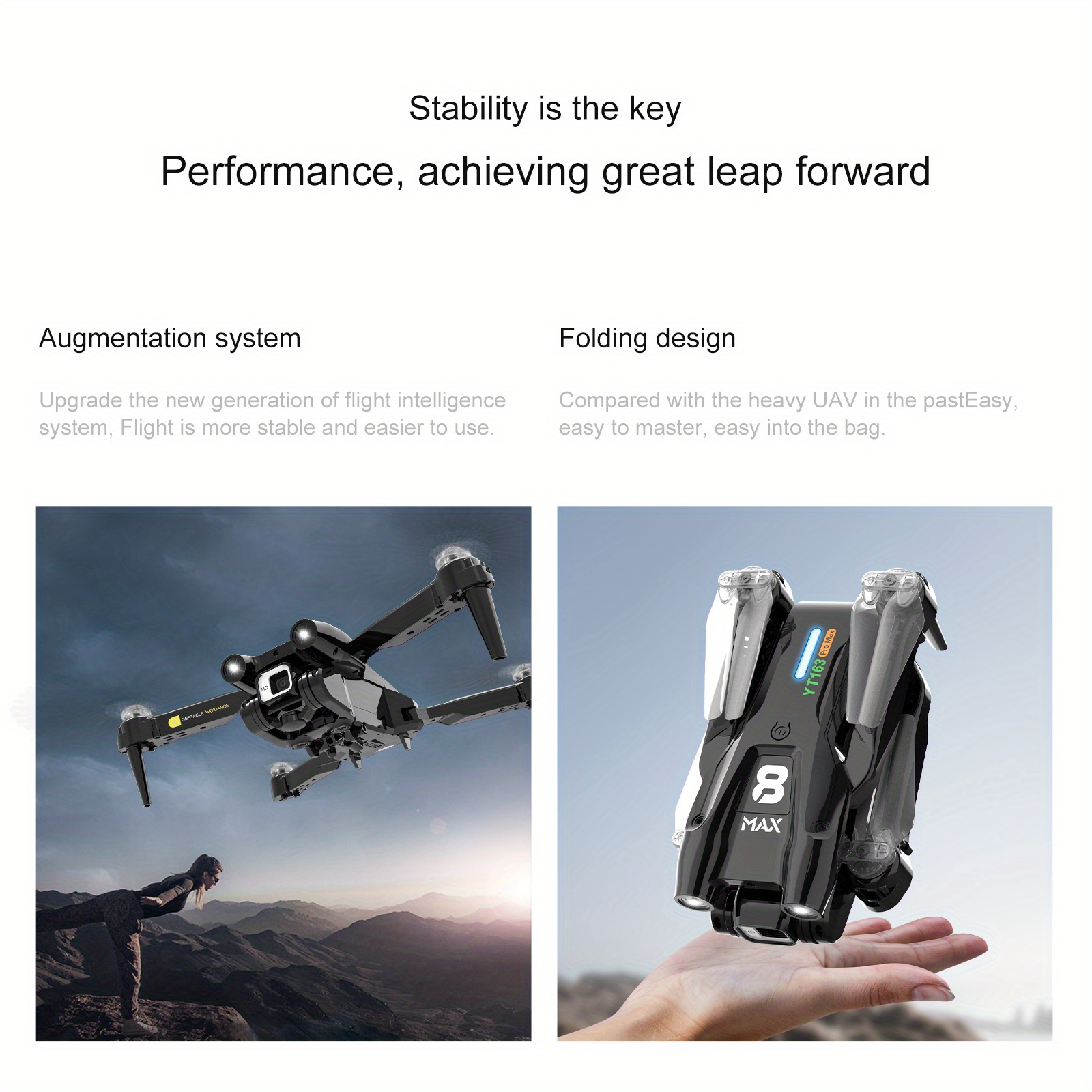 yt163 drone with hd dual electric adjustment camera colorful breathing lamp optical flow 360 obstacle avoidance rc aircraft uav toys gift for kids and adults details 6