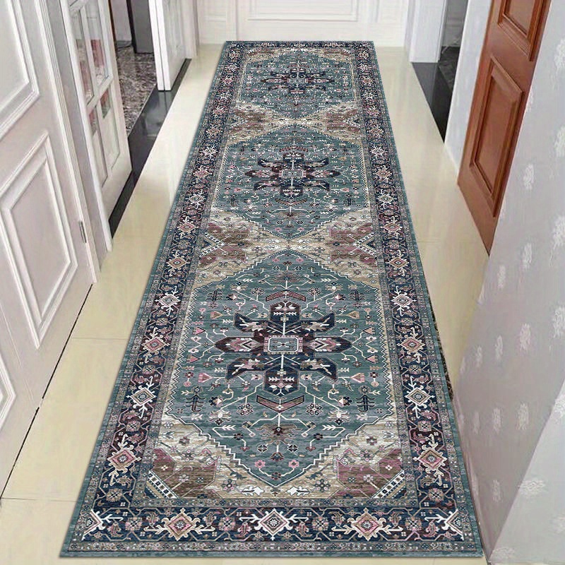 

1pc Vintage Boho Persian Runner Rug - Soft, Non-slip, Machine Washable - Perfect For Laundry Room, Hallway, Kitchen, Living Room, Bedroom, And Sunroom - 2'x10'