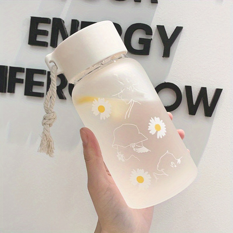 Kawaii Daisy Frosted Glass Bottle (500ml)