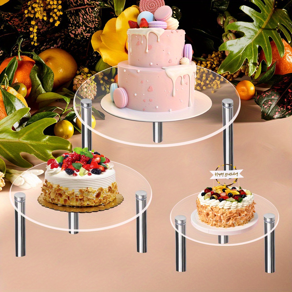 3 Pièces/ensemble Présentoir À Gâteau En Acrylique, Support De Service De  Dessert De Gâteau De