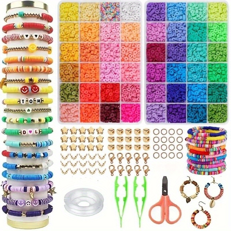Funtopia Clay Beads, 48 Colors Charm Bracelet Making kit for Girls 8-12,  Polymer Heishi Beads for Jewelry Making, Friendship Bracelet Kit with