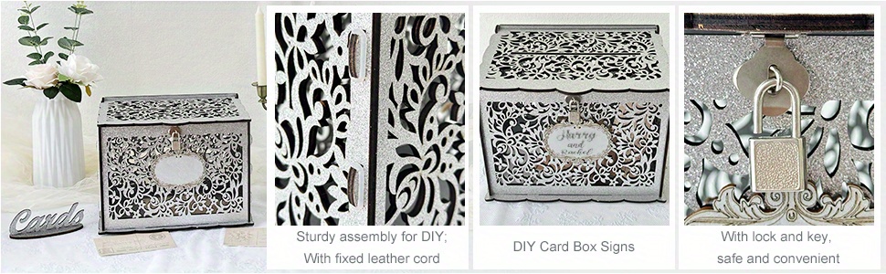 VerPetridure Clearance Wedding Card Box with Lock DIY Money Wooden Gift  Boxes For Birthday Party 