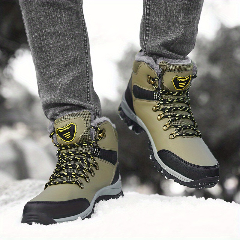 UKAP Men non glisser la chaussure de trekking anti-collision grimpant des  bottes de cheville de peluche confortable respirante brun 7 