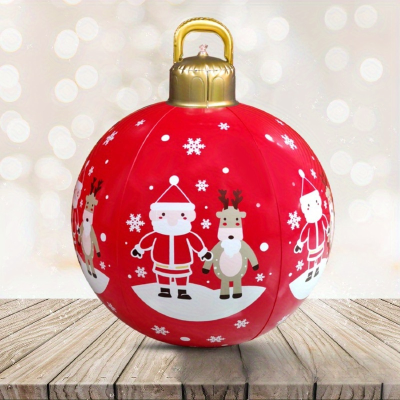 Christmas Decoration Gifts Under PVC Inflatable Christmas Ball with Large Weight Stand Firmly on The Yard, 24 inch Large Outdoor Decorated Ball