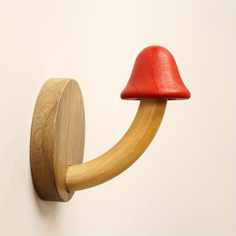 Mushroom Wall Hook Adhesive Shape Wood Hangers Vintage Hat Hook