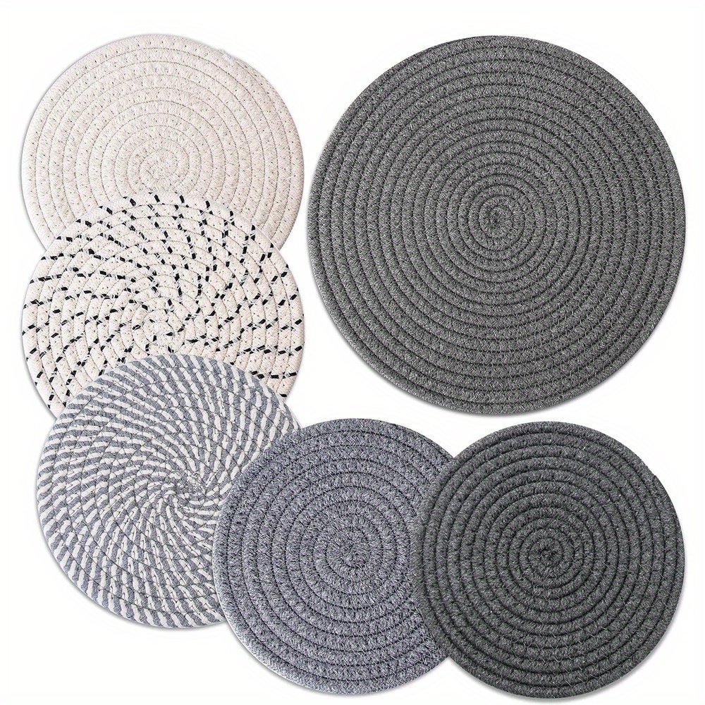 Fabric Coasters Set, Trivets For Hot Dishes, Pot Holders For Kitchen,  Cotton Rope Woven Hot Pads For Kitchen, Trivets For Kitchen Heat Resistant,  Kitchen Supplies - Temu